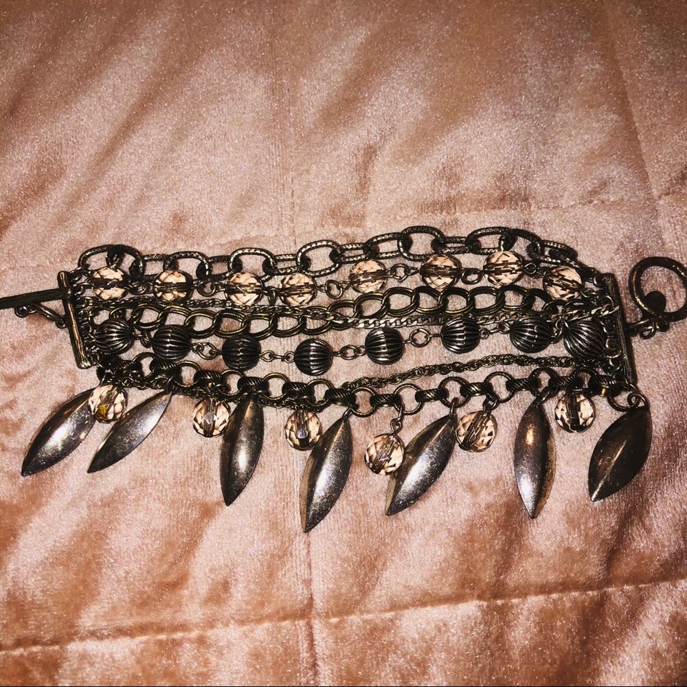 Chico’s 7 Strand Bracelet Antique Silvertone Leave - Picture 3 of 6